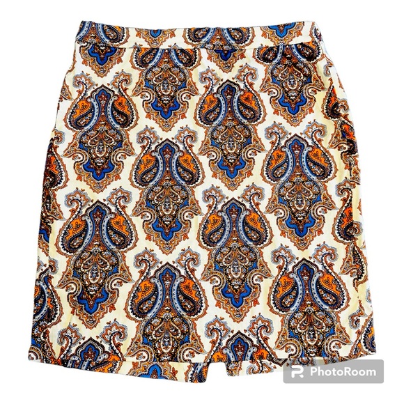 J Crew Paisley Print Pencil Skirt Sz 8 - Picture 1 of 6